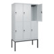 C+P Doppelstock-Spind Classic PLUS, Gestell, 3 Abteile, 2120x1200x500mm, 7035/70 Verschluss Sicherheits-Drehriegel Front RAL 7035 Lichtgrau