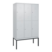 C+P Doppelstock-Spind Classic PLUS, Gestell, 3 Abteile, 2120x1200x500mm, 7035/70 Verschluss Zylinderschloss Front RAL 7035 Lichtgrau