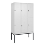 C+P Doppelstock-Spind Classic PLUS, Gestell, 3 Abteile, 2120x1200x500mm, 9016/90 Verschluss Sicherheits-Drehriegel Front RAL 9016 Verkehrsweiß