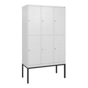 C+P Doppelstock-Spind Classic PLUS, Gestell, 3 Abteile, 2120x1200x500mm, 9016/90 Verschluss Zylinderschloss Front RAL 9016 Verkehrsweiß
