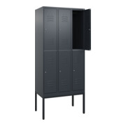 C+P Doppelstock-Spind Classic PLUS, Gestell, 3 Abteile, 2120x900x500mm, 7016/701 Verschluss Zylinderschloss Front RAL 7016 Anthrazitgrau