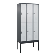 C+P Doppelstock-Spind Classic PLUS, Gestell, 3 Abteile, 2120x900x500mm, 7016/703 Verschluss Sicherheits-Drehriegel Front RAL 7035 Lichtgrau