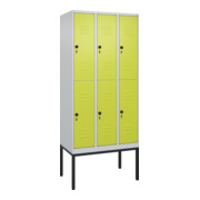 C+P Doppelstock-Spind Classic PLUS, Gestell, 3 Abteile, 2120x900x500mm, 7035/002 Verschluss Sicherheits-Drehriegel Front 1108060 RDS Viridingrün