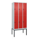 C+P Doppelstock-Spind Classic PLUS, Gestell, 3 Abteile, 2120x900x500mm, 7035/302 Verschluss Sicherheits-Drehriegel Front RAL 3020 Verkehrsrot-1