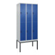 C+P Doppelstock-Spind Classic PLUS, Gestell, 3 Abteile, 2120x900x500mm, 7035/501 Verschluss Sicherheits-Drehriegel Front RAL 5010 Enzianblau-1