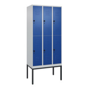 C+P Doppelstock-Spind Classic PLUS, Gestell, 3 Abteile, 2120x900x500mm, 7035/501 Verschluss Sicherheits-Drehriegel Front RAL 5010 Enzianblau