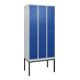 C+P Doppelstock-Spind Classic PLUS, Gestell, 3 Abteile, 2120x900x500mm, 7035/501 Verschluss Zylinderschloss Front RAL 5010 Enzianblau-1