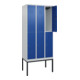 C+P Doppelstock-Spind Classic PLUS, Gestell, 3 Abteile, 2120x900x500mm, 7035/501 Verschluss Zylinderschloss Front RAL 5010 Enzianblau-2