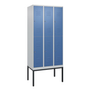 C+P Doppelstock-Spind Classic PLUS, Gestell, 3 Abteile, 2120x900x500mm, 7035/502 Verschluss Zylinderschloss Front RAL 5023 Fernblau