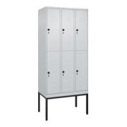 C+P Doppelstock-Spind Classic PLUS, Gestell, 3 Abteile, 2120x900x500mm, 7035/703 Verschluss Sicherheits-Drehriegel Front RAL 7035 Lichtgrau
