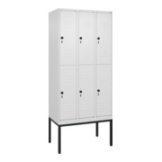 C+P Doppelstock-Spind Classic PLUS, Gestell, 3 Abteile, 2120x900x500mm, 9016/901 Verschluss Sicherheits-Drehriegel Front RAL 9016 Verkehrsweiß