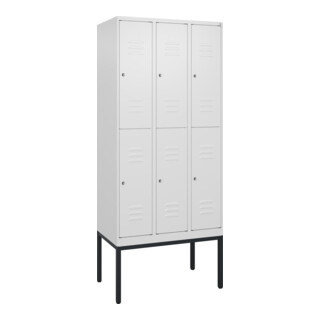 C+P Doppelstock-Spind Classic PLUS, Gestell, 3 Abteile, 2120x900x500mm, 9016/901 Verschluss Zylinderschloss Front RAL 9016 Verkehrsweiß