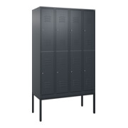 C+P Doppelstock-Spind Classic PLUS, Gestell, 4 Abteile, 2120x1200x500mm, 7016/70 Verschluss Zylinderschloss Front RAL 7016 Anthrazitgrau