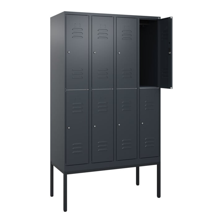 C+P Doppelstock-Spind Classic PLUS, Gestell, 4 Abteile, 2120x1200x500mm, 7016/70 Verschluss Zylinderschloss Front RAL 7016 Anthrazitgrau