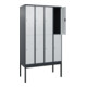 C+P Doppelstock-Spind Classic PLUS, Gestell, 4 Abteile, 2120x1200x500mm, 7016/70 Verschluss Zylinderschloss Front RAL 7035 Lichtgrau-1
