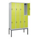 C+P Doppelstock-Spind Classic PLUS, Gestell, 4 Abteile, 2120x1200x500mm, 7035/00 Verschluss Sicherheits-Drehriegel Front 1108060 RDS Viridingrün-1