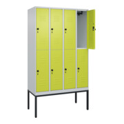 C+P Doppelstock-Spind Classic PLUS, Gestell, 4 Abteile, 2120x1200x500mm, 7035/00 Verschluss Sicherheits-Drehriegel Front 1108060 RDS Viridingrün
