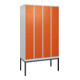 C+P Doppelstock-Spind Classic PLUS, Gestell, 4 Abteile, 2120x1200x500mm, 7035/20 Verschluss Zylinderschloss Front RAL 2004 Reinorange-1