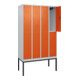 C+P Doppelstock-Spind Classic PLUS, Gestell, 4 Abteile, 2120x1200x500mm, 7035/20 Verschluss Zylinderschloss Front RAL 2004 Reinorange-2