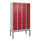 C+P Doppelstock-Spind Classic PLUS, Gestell, 4 Abteile, 2120x1200x500mm, 7035/30 Verschluss Sicherheits-Drehriegel Front RAL 3003 Rubinrot-1