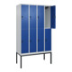 C+P Doppelstock-Spind Classic PLUS, Gestell, 4 Abteile, 2120x1200x500mm, 7035/50 Verschluss Sicherheits-Drehriegel Front RAL 5010 Enzianblau-2