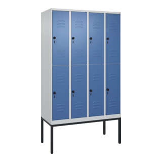 C+P Doppelstock-Spind Classic PLUS, Gestell, 4 Abteile, 2120x1200x500mm, 7035/50 Verschluss Sicherheits-Drehriegel Front RAL 5023 Fernblau