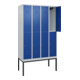 C+P Doppelstock-Spind Classic PLUS, Gestell, 4 Abteile, 2120x1200x500mm, 7035/50 Verschluss Zylinderschloss Front RAL 5010 Enzianblau-2