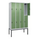 C+P Doppelstock-Spind Classic PLUS, Gestell, 4 Abteile, 2120x1200x500mm, 7035/60 Verschluss Sicherheits-Drehriegel Front RAL 6011 Resedagrün-2