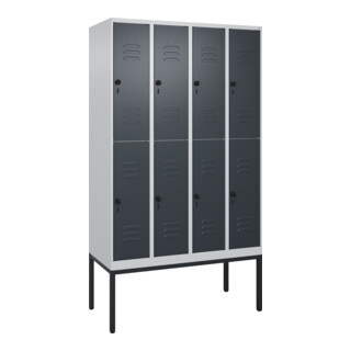 C+P Doppelstock-Spind Classic PLUS, Gestell, 4 Abteile, 2120x1200x500mm, 7035/70 Verschluss Sicherheits-Drehriegel Front RAL 7016 Anthrazitgrau