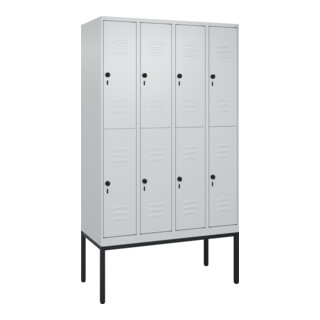 C+P Doppelstock-Spind Classic PLUS, Gestell, 4 Abteile, 2120x1200x500mm, 7035/70 Verschluss Sicherheits-Drehriegel Front RAL 7035 Lichtgrau