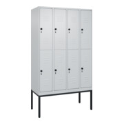 C+P Doppelstock-Spind Classic PLUS, Gestell, 4 Abteile, 2120x1200x500mm, 7035/70 Verschluss Sicherheits-Drehriegel Front RAL 7035 Lichtgrau