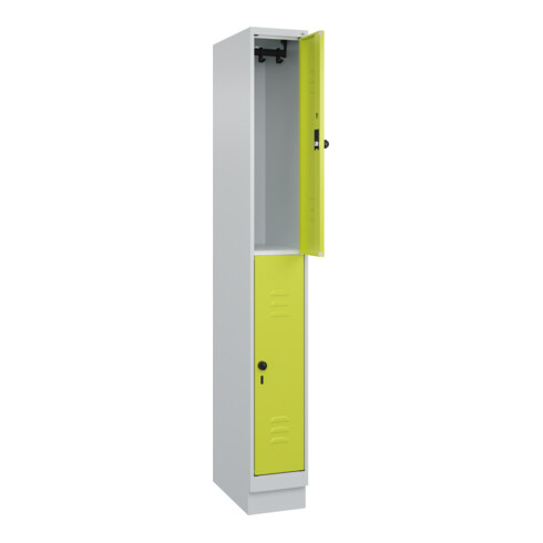 C+P Doppelstock-Spind Classic PLUS, Sockel, 1 Abteil, 1950x250x500mm, 7035/0024 Front 1108060 RDS Viridingrün