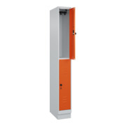 C+P Doppelstock-Spind Classic PLUS, Sockel, 1 Abteil, 1950x250x500mm, 7035/2004 Front RAL 2004 Reinorange