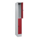 C+P Doppelstock-Spind Classic PLUS, Sockel, 1 Abteil, 1950x250x500mm, 7035/3003 Front RAL 3003 Rubinrot-2