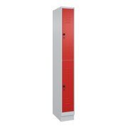 C+P Doppelstock-Spind Classic PLUS, Sockel, 1 Abteil, 1950x250x500mm, 7035/3020 Front RAL 3020 Verkehrsrot