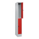 C+P Doppelstock-Spind Classic PLUS, Sockel, 1 Abteil, 1950x250x500mm, 7035/3020 Front RAL 3020 Verkehrsrot-2
