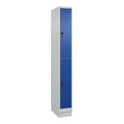 C+P Doppelstock-Spind Classic PLUS, Sockel, 1 Abteil, 1950x250x500mm, 7035/5010 Front RAL 5010 Enzianblau
