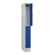 C+P Doppelstock-Spind Classic PLUS, Sockel, 1 Abteil, 1950x250x500mm, 7035/5010 Front RAL 5010 Enzianblau-2