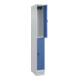 C+P Doppelstock-Spind Classic PLUS, Sockel, 1 Abteil, 1950x250x500mm, 7035/5023 Front RAL 5023 Fernblau-2