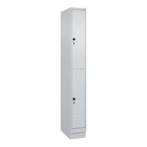 C+P Doppelstock-Spind Classic PLUS, Sockel, 1 Abteil, 1950x250x500mm, 7035/7035 Front RAL 7035 Lichtgrau