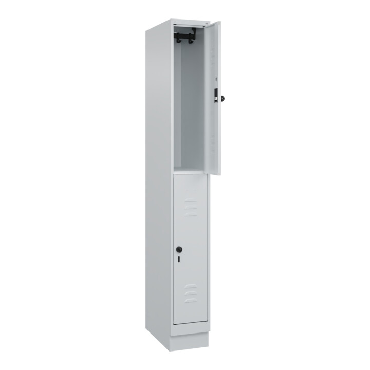 C+P Doppelstock-Spind Classic PLUS, Sockel, 1 Abteil, 1950x250x500mm, 7035/7035 Front RAL 7035 Lichtgrau