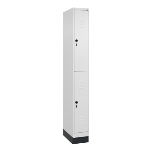 C+P Doppelstock-Spind Classic PLUS, Sockel, 1 Abteil, 1950x250x500mm, 9016/9016 Front RAL 9016 Verkehrsweiß
