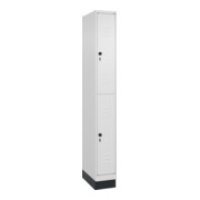 C+P Doppelstock-Spind Classic PLUS, Sockel, 1 Abteil, 1950x250x500mm, 9016/9016 Front RAL 9016 Verkehrsweiß