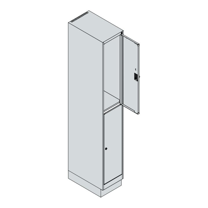 C+P Doppelstock-Spind Classic PLUS, Sockel, 1 Abteil, 1950x300x500mm, 7016/7035 Front RAL 7035 Lichtgrau