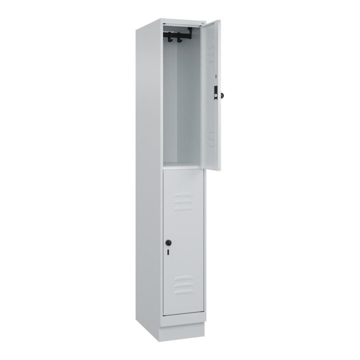 C+P Doppelstock-Spind Classic PLUS, Sockel, 1 Abteil, 1950x300x500mm, 7035/7035 Front RAL 7035 Lichtgrau