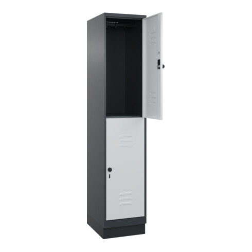 C+P Doppelstock-Spind Classic PLUS, Sockel, 1 Abteil, 1950x400x500mm, 7016/7035 Front RAL 7035 Lichtgrau