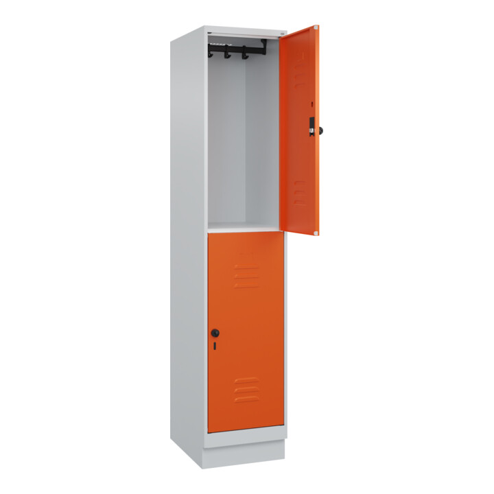 C+P Doppelstock-Spind Classic PLUS, Sockel, 1 Abteil, 1950x400x500mm, 7035/2004 Front RAL 2004 Reinorange