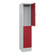 C+P Doppelstock-Spind Classic PLUS, Sockel, 1 Abteil, 1950x400x500mm, 7035/3003 Front RAL 3003 Rubinrot-2