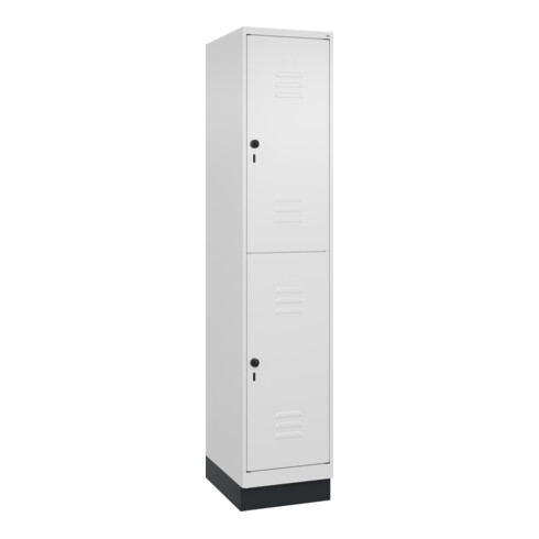 C+P Doppelstock-Spind Classic PLUS, Sockel, 1 Abteil, 1950x400x500mm, 9016/9016 Front RAL 9016 Verkehrsweiß