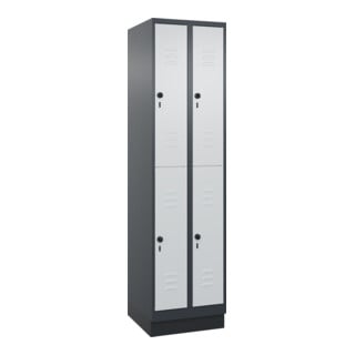 C+P Doppelstock-Spind Classic PLUS, Sockel, 2 Abteile, 1950x500x500mm, 7016/7035 Front RAL 7035 Lichtgrau